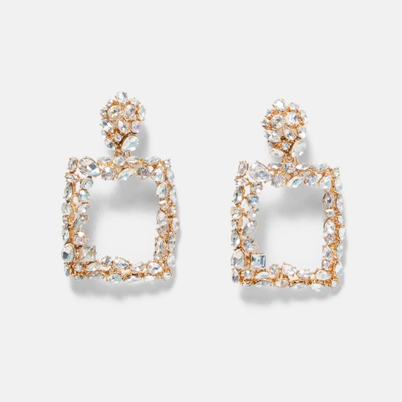 Vintage Inspired Sparkle Square Dangle Earrings - Picture 2 of 6